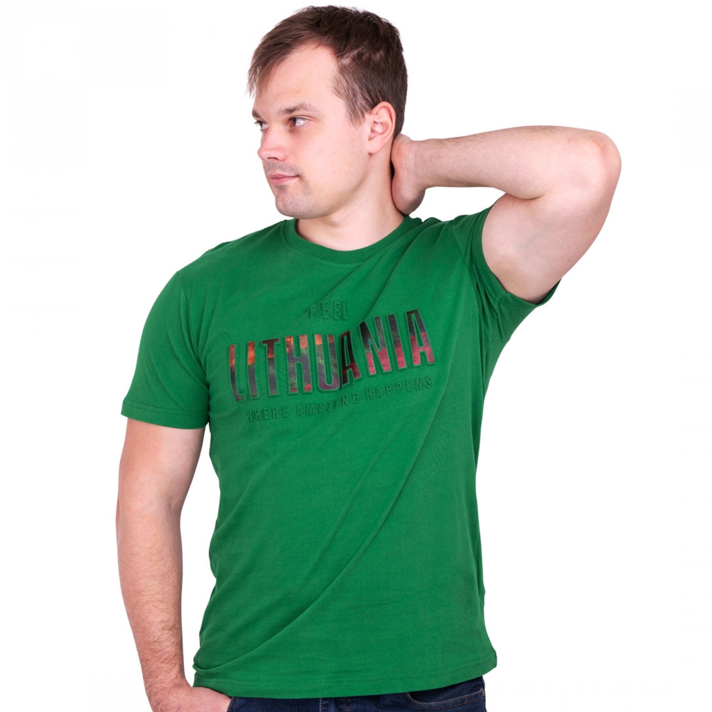 Green t-shirts Feel Lithuania, price 