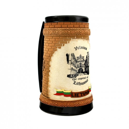 Handmade ceramic beer mug Vilnius the Chapel of the Gates of Dawn