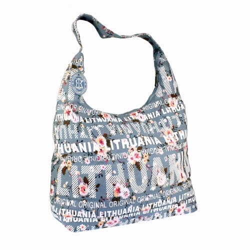 Light blue flowered big canvas bag Lithuania