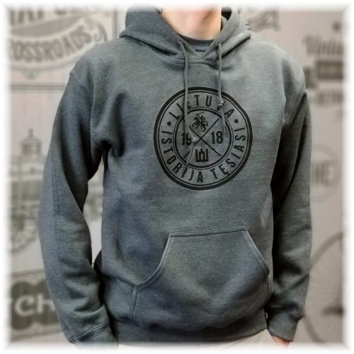 Dark heater hooded sweater "Lithuania 1918"