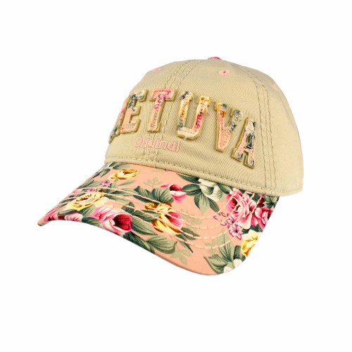 Beige color flowered women baseball cap Lietuva