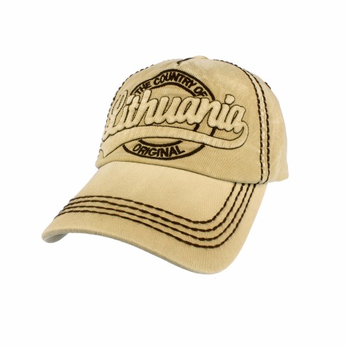 Beige color denim cap "Lithuania Country of Original"