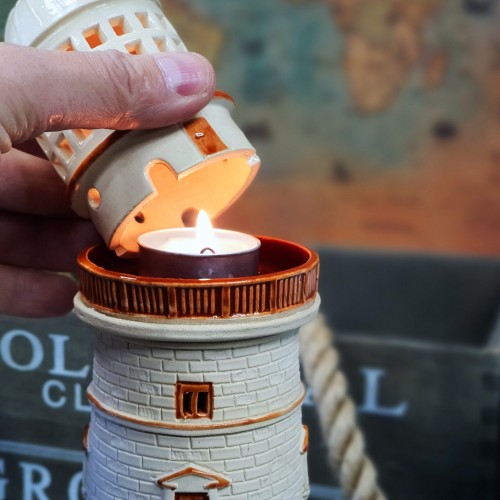 Hand made ceramic lighthouse candle holder Kliersoneskyi