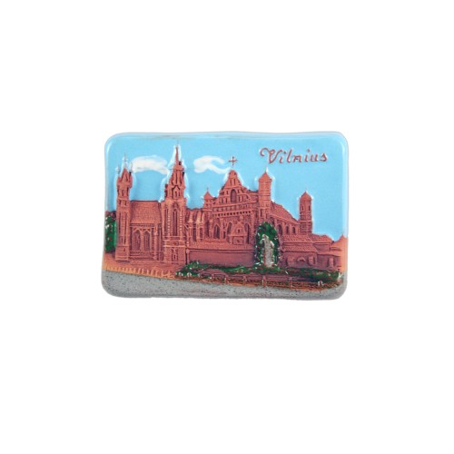 Hand made ceramic magnet The Churches of St. Anne panorama