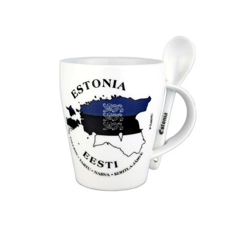 Porcelain mug Estonia with spoon 260ml