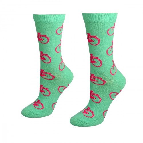 Mint color women socks with bikes, size:(36-42)