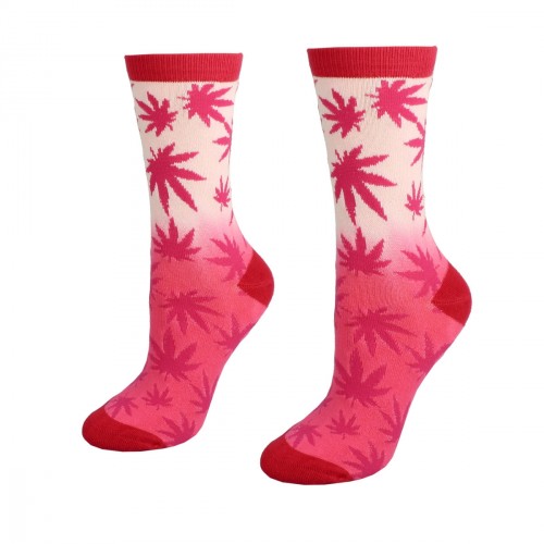 Women pink socks with weed