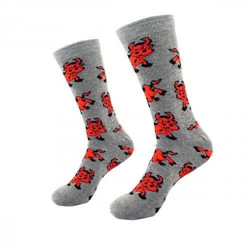 Gray men's socks with happy cows, size:(40-45)