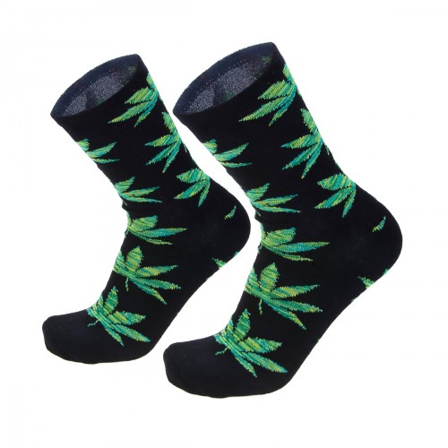 Men socks with green weed leaf