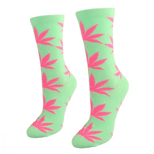 Mint color women socks with weed Size:(36-42)