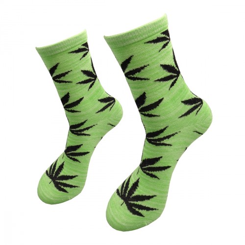 Green women socks with weed