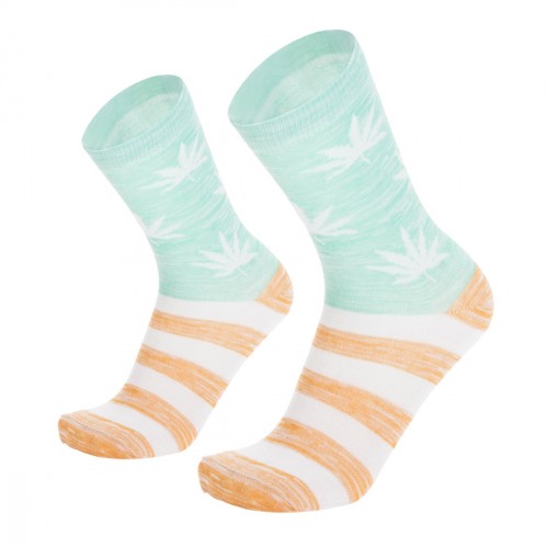 Men green cotton socks with weed leaf, size: (40-45)
