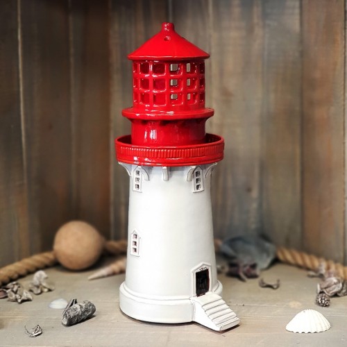 Hand made ceramic lighthouse candle holder Lindesnes Norway