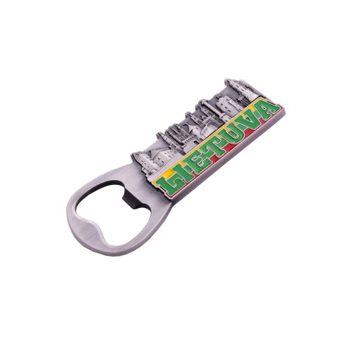 Metal fridge magnet - Bottle opener LIETUVA Cities