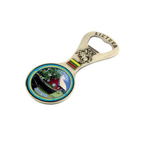 Metal fridge magnet - Bottle opener Nida fisherman's house