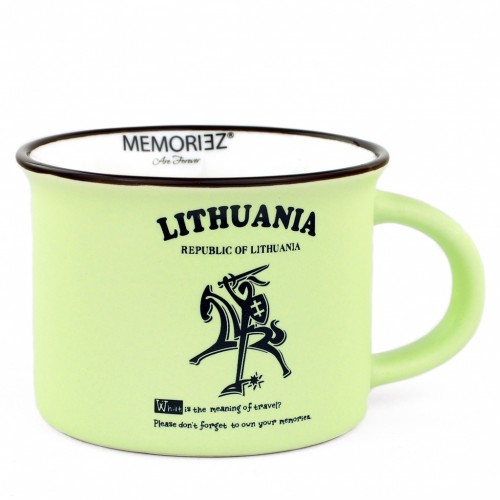 Small Mug Lithuania Knight - Green Color, 150 ml, with History