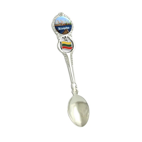 Metal spoon with Lithuanian flag Klaipeda - port