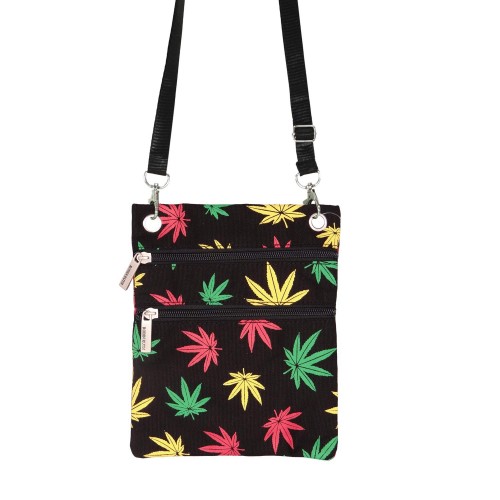 Neck passport bag with tricolor weed leaves 