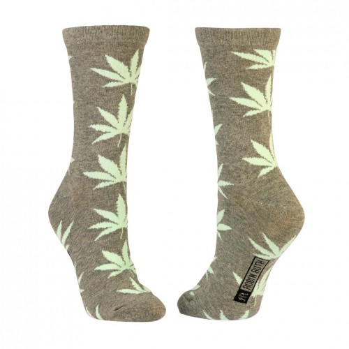 Gray women socks with weed leaves, size: (36-42)