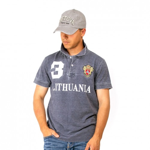 Grey Polo t-shirts "Lithuania 3 Style" 