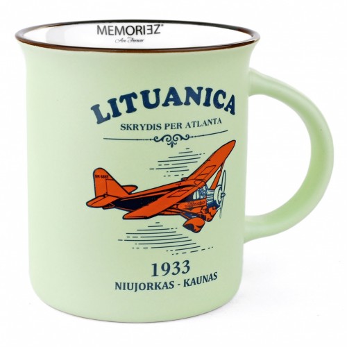 Lituanica mug with story green matt color