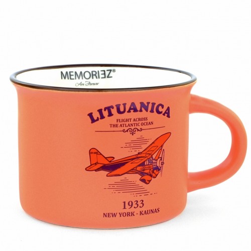 Small Lituanica cup - Orange color, 150 ml, with flight History