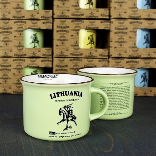 Small Mug Lithuania Knight - Green Color, 150 ml, with History