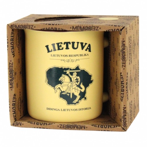 Mug Lithuania Knight - Matt Green Color, 280 ml, with History