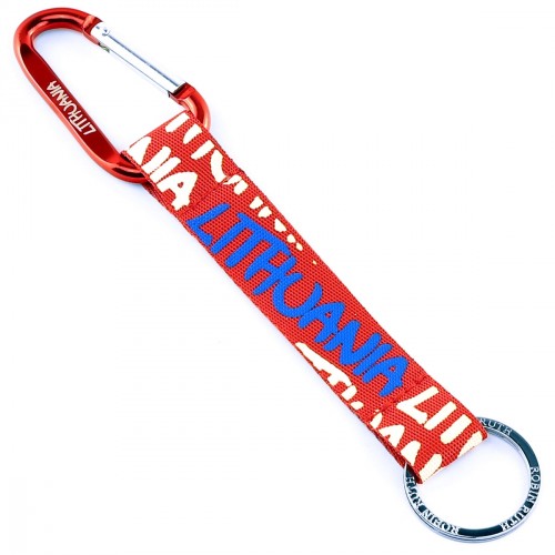 Keychain with Carabiner “LITHUANIA” – Textile, Red
