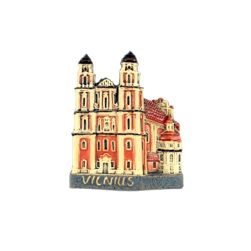 Handmade ceramic magnet Church of St. Catherine, Vilnius