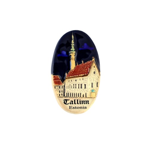 Handmade ceramic fridge magnet Town Hall Tallinn