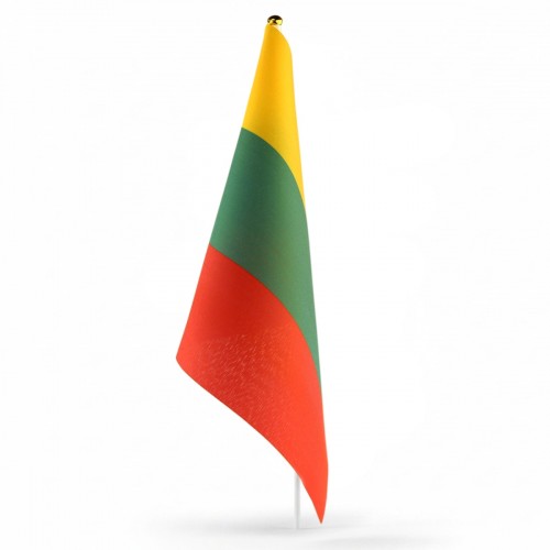 Lithuanian Hand Flag 28x20 cm with Plastic Pole