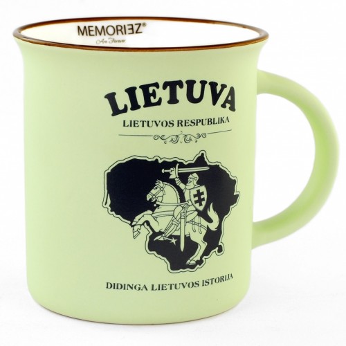 Mug Lithuania Knight - Matt Green Color, 280 ml, with History