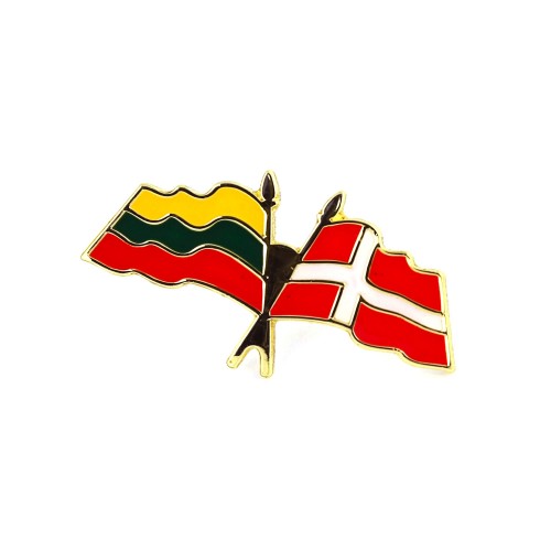 Metal pin Lithuanian Denmark flags