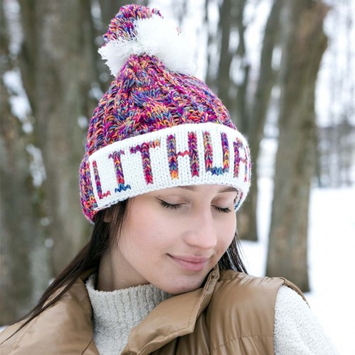 Short winter hat Lithuania, fuchsia - Robin Ruth