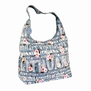 Light blue flowered big canvas bag Lithuania