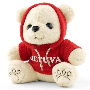 White Lithuania Teddy Bear with Red Hoodie – Keyring & Backpack Charm | Memoriez
