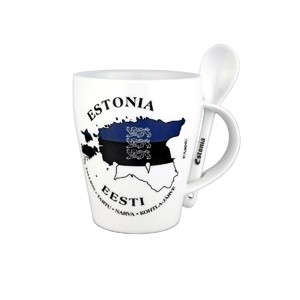 Porcelain mug Estonia with spoon 260ml