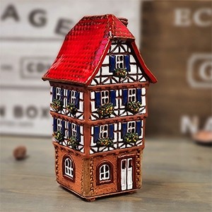 Hand made ceramic house candle holder