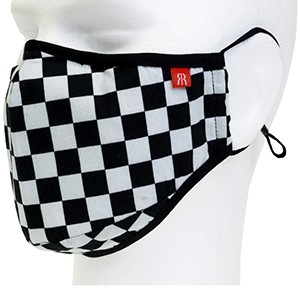 Face cover mask black white checkered