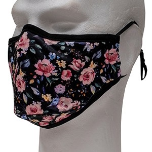 Black flowered face mask (Polyester)