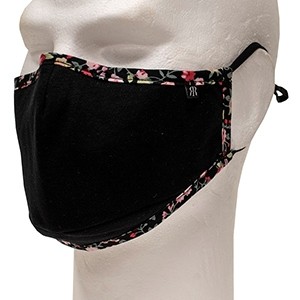 Black face mask with flower border