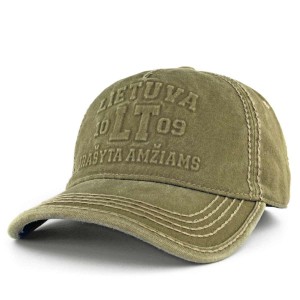 Khaki vintage style Lithuania LT 1009 Cap with Embossed Design