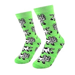 Green fashion women's socks with happy cows, size:(36-42)
