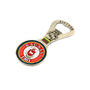 Metal fridge magnet - Bottle opener Lithuania Cities