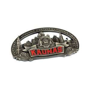 Souvenir metal fridge magnet - Kaunas