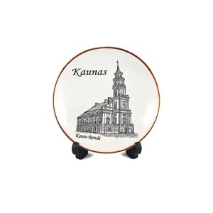 Porcelain plate with magnet Kaunas city Hall