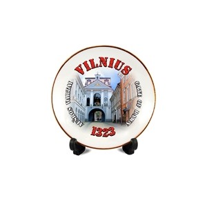 Porcelain plate with magnet Vilnius Ausros gates