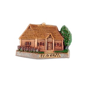 Handmade Ceramic Magnet Lithuania Village Cottage