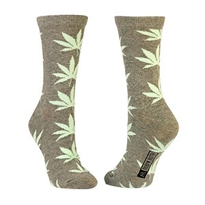 Gray women socks with weed leaves, size: (36-42)